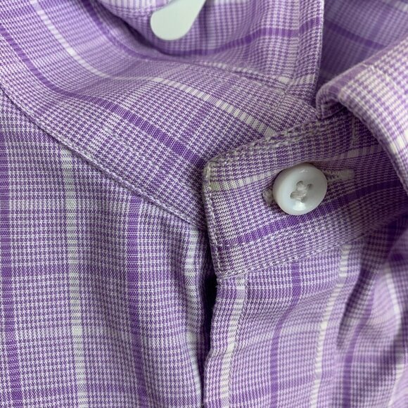 Spier & Mackay Mens Shirt XL Purple Plaid Button Up Long Sleeve Handmade Custom - Picture 4 of 7